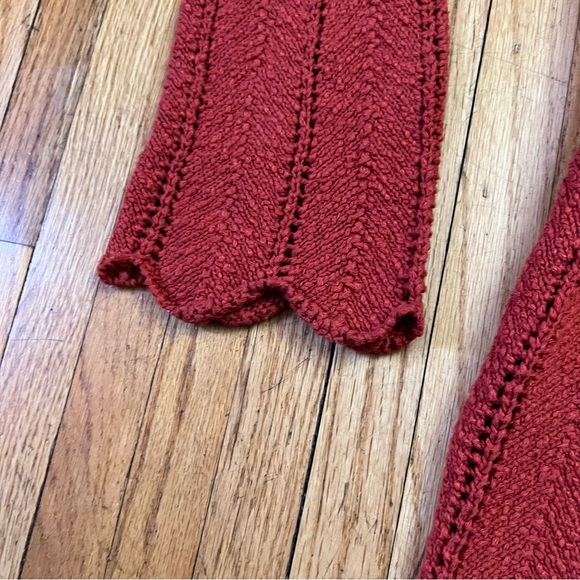 MEADOW RUE ANTHROPOLOGIE XS Rust Orange Crochet Knit Cardigan Sweater Jacket Top - Picture 2 of 9